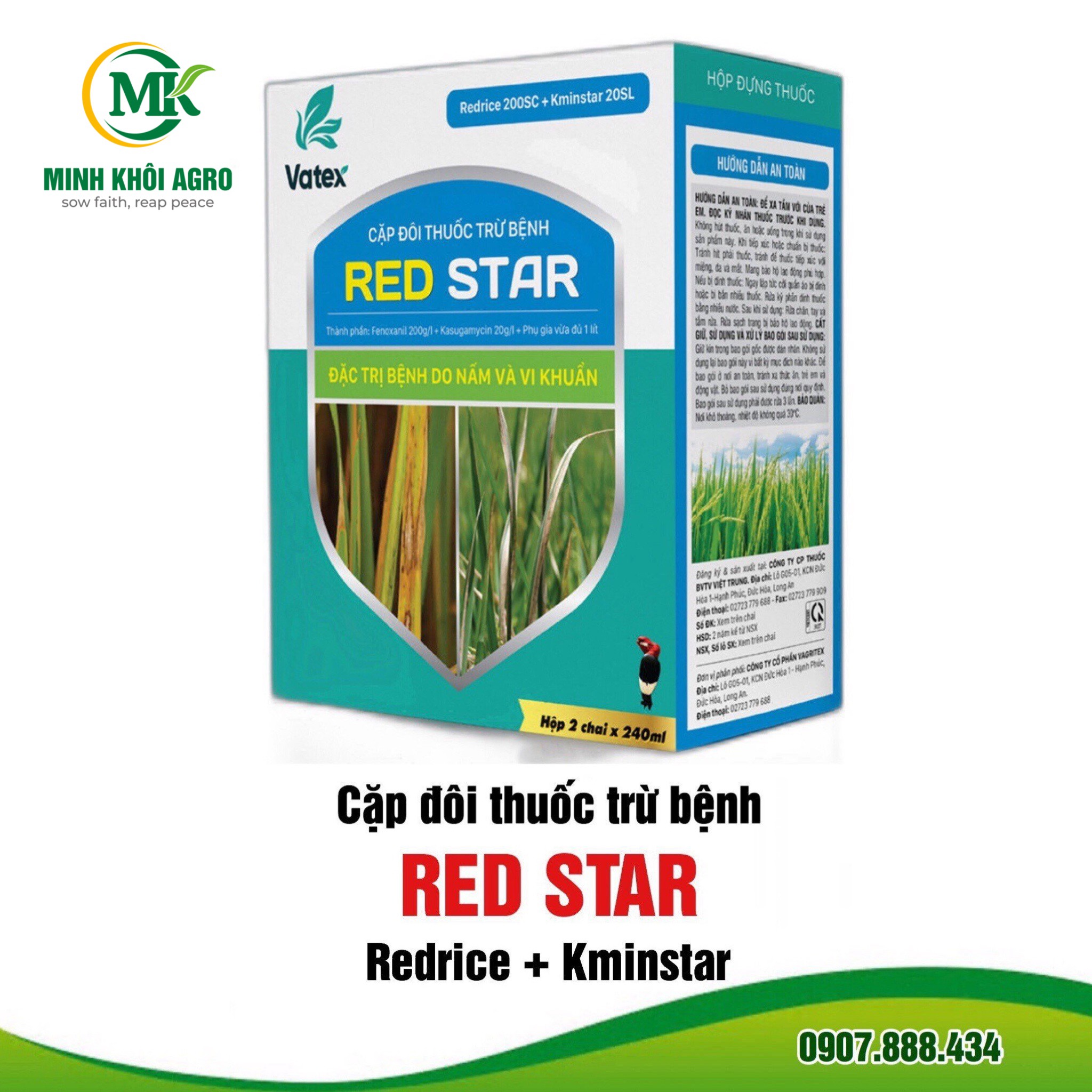 Thuốc trừ bệnh Combo RED-STAR (Redrice + Kminstar) - Hộp 2 chai